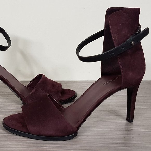 Vince 'Giustina' Ankle Strap Sandal, Wine Suede Womens Size 7.5 / 38 - Picture 5 of 10